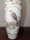 Very Fine Antique Japanese Porcelain Vase Signed With Hawk Painting 12 1 2 