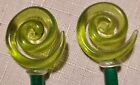 Vintage Green Glass Swizzle Sticks-set Of 2- 8  Length
