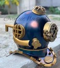 Antique Brass Diving Helmet Vintage Royal Navy Marine Scuba Divers Helmet W base