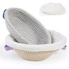 Banneton Bread Proofing Baskets 2 Pack - Round And Oval Handwoven Cotton Rope 