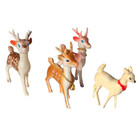 Lot Vintage Plastic Reindeer Figure Rudolph Red Nose W  Bell Soft Mid Century