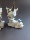 Vintage 1986 Enesco Ceramic Unicorn Figurines  Set 2  3 5   