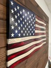 Red   White Betsy Rose Wooden Engraved American Rustic Flag Hand Painted Gift