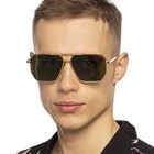 Large Classic Vintage Gold Metal Frame Men Women Square Black Sunglasses