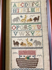 Vintage Noahs Ark Alphabet Cross Stitch Framed Custom Tru Vue Glass 2006