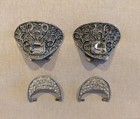 1950s-1960s Musi Rhinestone   Silver Tone Shoe Clips For Front   Back Mcm Vtg