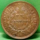 Chile  1853 Centavo  Km127  About Unc   1-26