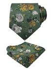 Mens 3 15   Colorful Flower Pattern And Handkerchief Necktie 145-green  Yellow