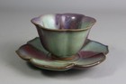 Beautiful Chinese Jun Kiln Porcelain Cups With Tray