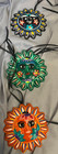 Lot Of 9 Mexican Talavera Sun Ornaments 3  Hand Painted Ceramic Folk Art Set