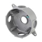4 In Round Metallic Weatherproof Box With  5  3 4 In  Holes  Gray