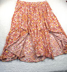 Torrid Orange Multi Color Maxi Skirt Flowy Summer Boho Sz 2xl  Pockets  Slits