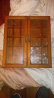Thimble Case Wooden Wall Shelf Shadow Box 2 Doors W  Glass W  42 Thimbles