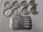 Vintage 1950s Set Of 8 Aluminum Coasters Floral Embossed With Tray Ex  Condition
