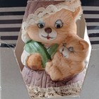 Vintage Bear Christmas Ornament Bell Jasco Caring Critters Mom Baby W Box