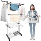 4 Tier Foldable Clothes Airer Rack Indoor Outdoor Dryer Laundry Dry Rail Hangers
