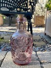 Vintage Pink Glass Fruit Decanter Bottle Cork Stopper Grapes Pear Apple Canada