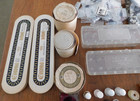 Vintage Sewing Notion Lot  Tools Thread Thimbles Buttons Spools 2-tidee Made Box