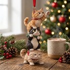 Funny Cat Christmas Ornament Stacked Cats Tree Decor Cat Lover Holiday Gift