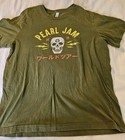 Pearl Jam 2018 Electric Skull World Tour T Shirt Size L Green Canvas Tag