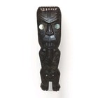 Maori Wood Carved Statue Tiki Style Figure New Zealand Abalone Eyes Unmarked 