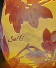 French Emile Galle Signed Antique Art Nouveau  clematis Souffle  Blownout Vase