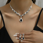 3pcs Crystal Drop Necklace Earrings Jewelry Set Women Wedding Party - New