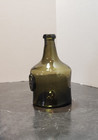 Vtg Williamsburg Prentis Hand Blown Wine Bottle Medallion Dark Green  