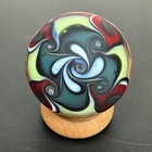 Handmade Contemporary Art Glass Marble 1 77  Matte Sandblasted Swirls Pinwheels