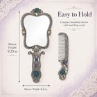 Vintage Hand Mirror Comb Set - Vanity Handheld Makeup Mirror Antique Pewter