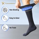 Yomandamor Mens Bamboo Diabetic Over The Calf Socks 4 10-13  4 Pairs White
