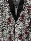 Mage Male Mens Blazer Xxl Floral Rose Jacquard Tuxedo Jacket Black Red Nwt