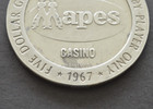 1967 Franklin Mint 40g Solid Sterling Silver Reno s Mapes Casino  5 Gaming Token