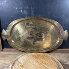 Vintage Large Solid Brass Oval Shell Tray 20x 11 Grandmacore Cottagecore 