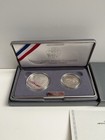 1991-s Proof Mount Rushmore Anniversary Silver  1 Dollar 2-coin Set W coa