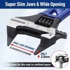 Workpro 4-inch Thin Jaws Stubby Wide Opening Adjustable Small  Wrench Cr-v Steel