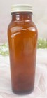 Vintage 7  Hand-labeled Aspirin 14 Oz Amber Apothecary Pharmacy Glass Bottle