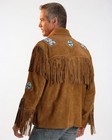 Men s Eagle Bead Fringed Western Native American Cowboy Suede Leather Jacket