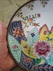Vtg Tobacco Leaf Chinoiserie Porcelain Bowl Encased In Brass Hong Kong 7 5 8 