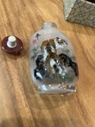 Chinese Inside Painted Glass Snuff Bottle Tiger Scene W  Stopper   Box