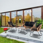 4x Outdoor Patio Furniture Set Sectional Sofa Rattan Chair Wicker Set W  Cushion