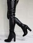Women Fashion Round Toe Side Zipper Over Knee Boots Pumps High Heels Party Shoes