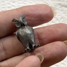 Vintage Pewter Miniature Owl Figurine Goth Halloween