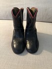 Vtg Acme Cowpuncher Cowboy  Boots 1950s Black Red Flame Inlay Kids Size 7