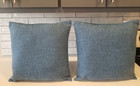 2 Blue Throw Pillows Square 16 x16  100  Polyester Decorative Textured Excellent