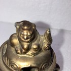 Vintage Patina Footed   Handled Brass   Copper Foo Dog Incense Burner Ornate W 