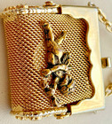 Vintage Mcm Gold Mesh Coin Purse Keychain Cupid Angel Motif Mini Bag Charm