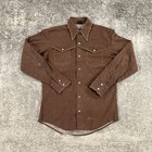 Vtg Western Shirt Mens Medium Brown Pearl Snap Light Twill Dagger Collar 70s Usa