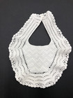 Vintage 1950s Handmade White Crochet  Baby Bib