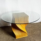 Vintage Boho Twisted Rattan Glass Top Dining Table  Mcguire Style